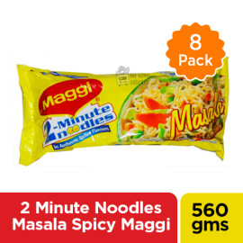 2 MINUTE NOODLES MASALA SPICY MAGGI - 8 PACK / 560 GMS / 19.7 OZ
