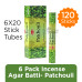 6 PACK  INCENSE / AGAR BATTI - PATCHOULI - HEM -6 / 20 STICK TUBES - TOTAL 120 STICKS 6 PACK  INCENSE / AGAR BATTI - PATCHOULI - HEM -6 / 20 STICK TUBES - TOTAL 120 STICKS
