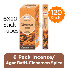 6 PACK  INCENSE / AGARBATTI - CINNAMON SPICE  IXORRA - 6 x 20 STICK TUBES - TOTAL 120 STICKS