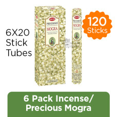6 PACK  INCENSE STICKS / AGARBATTI  - PRECIOUS MOGRA - HEM -6 / 20 STICK TUBES - TOTAL 120 STICKS