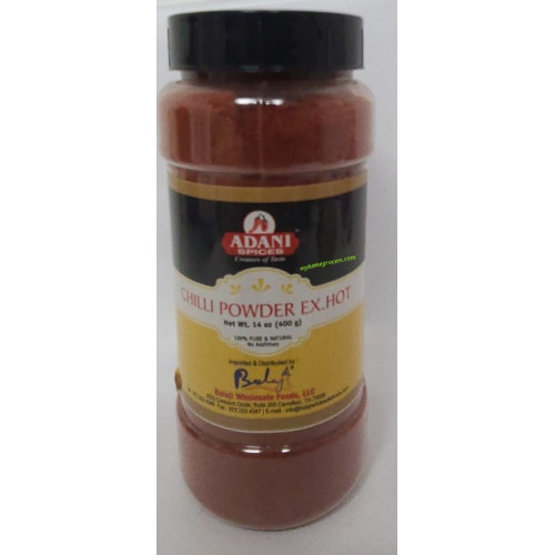 `JAR - CHILLI POWDER ( EXTRA HOT ) / LAL MIRCH  ADANI - 400 GMS / 14 OZ `JAR - CHILLI POWDER ( EXTRA HOT ) / LAL MIRCH  ADANI - 400 GMS / 14 OZ