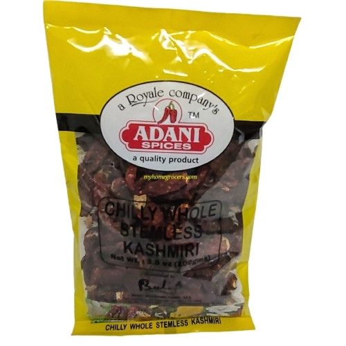 CHILLI WHOLE KASHMIRI STEMLESS ADANI - 100 GMS CHILLI WHOLE KASHMIRI STEMLESS ADANI - 100 GMS