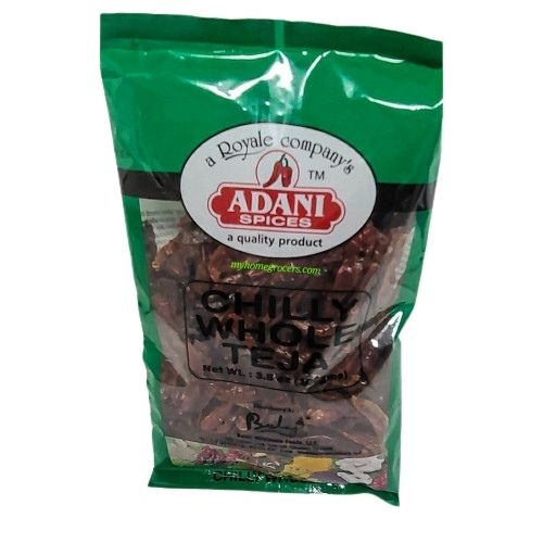 CHILLI WHOLE TEJA STEMLESS ADANI - 100 GMS CHILLI WHOLE TEJA STEMLESS ADANI - 100 GMS