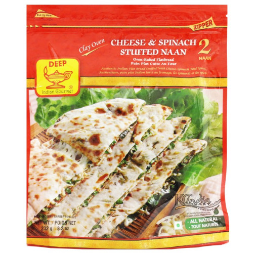 FROZEN CHEESE SPINACH CLAY OVEN NAAN DEEP - 2 PCS / 232 GMS / 8.02 OZ FROZEN CHEESE SPINACH CLAY OVEN NAAN DEEP - 2 PCS / 232 GMS / 8.02 OZ