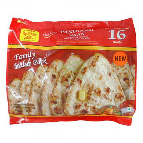 FROZEN TANDOORI NAAN ( FAMILY PAK ) CLAY OVEN DEEP - 16 PCS / 48 OZ / 2.64 LBS FROZEN TANDOORI NAAN ( FAMILY PAK ) CLAY OVEN DEEP - 16 PCS / 48 OZ / 2.64 LBS