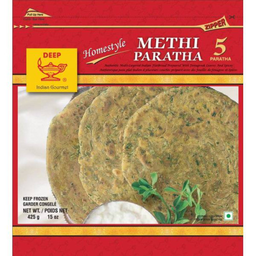FROZEN METHI PARATHA HOME STYLE DEEP - 5 PCS / 425 GMS / 15 OZ FROZEN METHI PARATHA HOME STYLE DEEP - 5 PCS / 425 GMS / 15 OZ