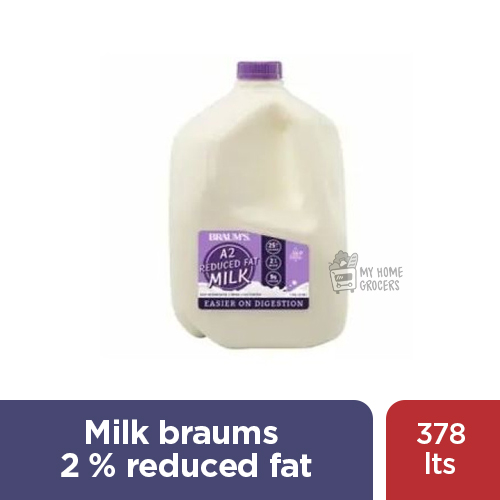 MILK BRAUMS  2 % REDUCED FAT ( A2 GRADE )   - 1 GAL / 3.78 LTS MILK BRAUMS  2 % REDUCED FAT ( A2 GRADE )   - 1 GAL / 3.78 LTS