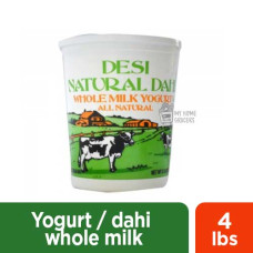 YOGURT / DAHI WHOLE MILK ALL NATURAL DESI - 4 LBS YOGURT / DAHI WHOLE MILK ALL NATURAL DESI - 4 LBS