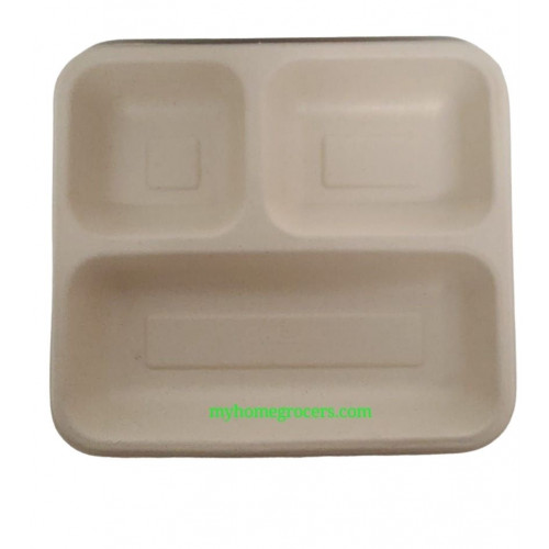 ECO FRIENDLY PAV BHAJI PLATE - CHUK - 3 COMPARTMENT - 5701 - 25 PCS ECO FRIENDLY PAV BHAJI PLATE - CHUK - 3 COMPARTMENT - 5701 - 25 PCS
