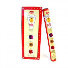 6 PACK  INCENSE / AGAR BATTI - PRECIOUS 3 IN 1 - HEM -6 / 20 STICK TUBES - TOTAL 120 STICKS