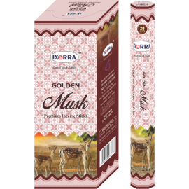 6 PACK  INCENSE / AGAR BATTI - GOLDEN MUSK IXORRA - 6 x 20 STICK TUBES - TOTAL 120 STICKS