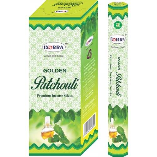 INCENSE / AGAR BATTI - GOLDEN PATCHOULI IXORRA - 20 STICKS INCENSE / AGAR BATTI - GOLDEN PATCHOULI IXORRA - 20 STICKS
