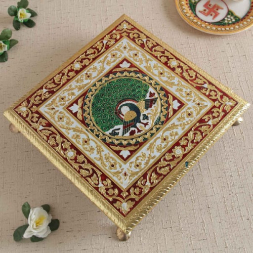 MEENAKARI GOLDEN CHOWKI / BAJOT FROM SANKHEDA - 1 UNIT MEENAKARI GOLDEN CHOWKI / BAJOT FROM SANKHEDA - 1 UNIT