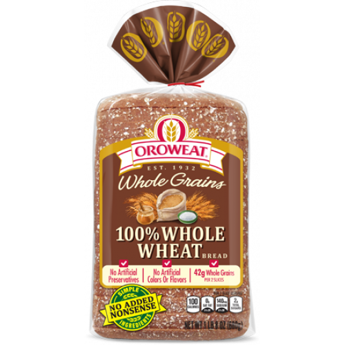 BREAD 100 % WHOLE WHEAT OROWHEAT - 2 LB / 32 OZ*