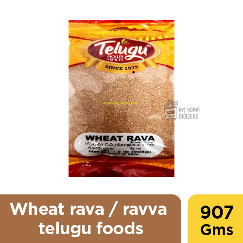 WHEAT RAVA / RAVVA  TELUGU FOODS - 2 LB / 907 GMS WHEAT RAVA / RAVVA  TELUGU FOODS - 2 LB / 907 GMS