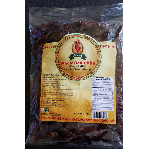 RED CHILLI WHOLE LONG / LAL MIRCH / ENDU MIRAPA  LAXMI - 200 GMS / 7 OZ RED CHILLI WHOLE LONG / LAL MIRCH / ENDU MIRAPA  LAXMI - 200 GMS / 7 OZ