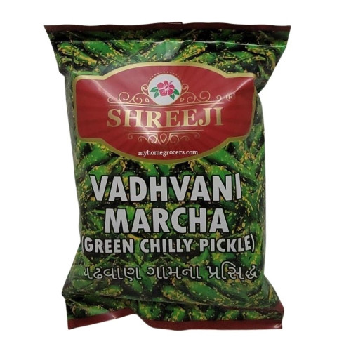 VADHVANI MARCHA (GREEN CHILLY PICKLE) SHREEJI - 200 GMS / 7 OZ VADHVANI MARCHA (GREEN CHILLY PICKLE) SHREEJI - 200 GMS / 7 OZ