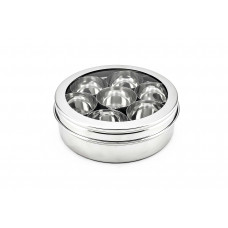 SEE THRU - SPICE MASALA BOX / DABBA STAINLESS STEEL ( CLEAR LID ) WITH 7 BOWLS 12