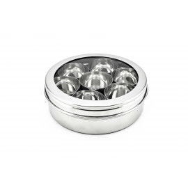 SEE THRU - SPICE MASALA BOX / DABBA STAINLESS STEEL ( CLEAR LID ) WITH 7 BOWLS 12