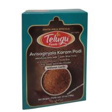 `Ready to Eat AVISAGINJALU KARAM PODI [ FLAX SEEDS SPICE MIX POWDER ]  NO GARLIC TELUGU - 100 GMS / 3.5 OZ