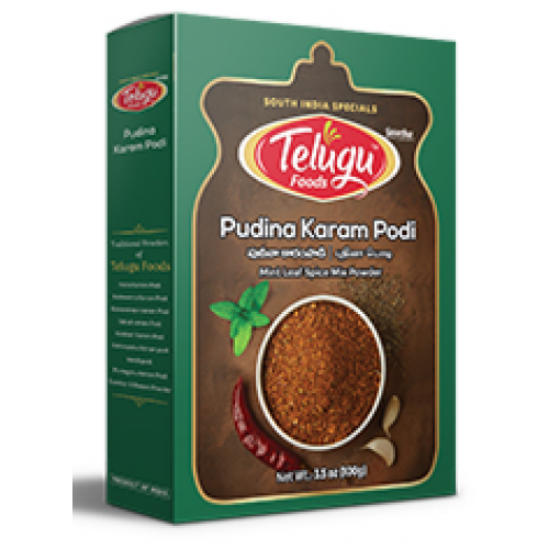 `Ready to Eat PUDINA KARAM PODI [ MINT LEAF SPICE MIX POWDER ] TELUGU - 100 GMS / 3.5 OZ
