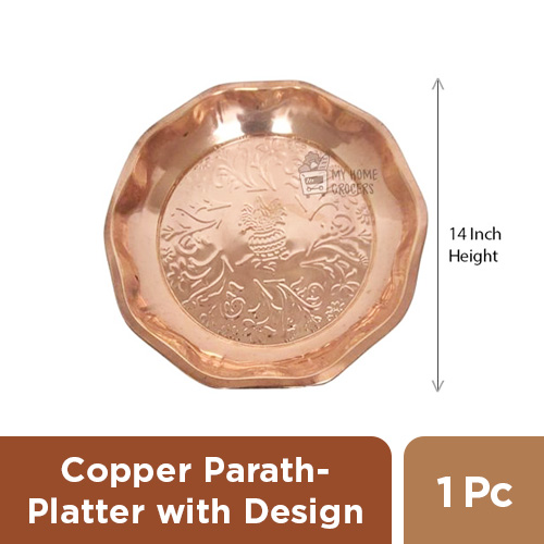 COPPER PARATH-PLATTER WITH DESIGN - 14 INCHES - 1 PC COPPER PARATH-PLATTER WITH DESIGN - 14 INCHES - 1 PC