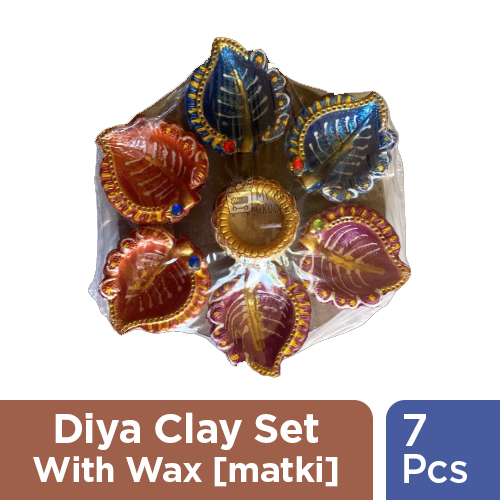 DIYA CLAY SET [CENTER ONLY WAX] MATKI - 7 PCS