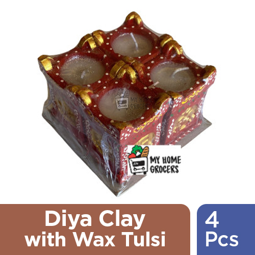 DIYA CLAY WITH WAX TULSI - 4 PCS