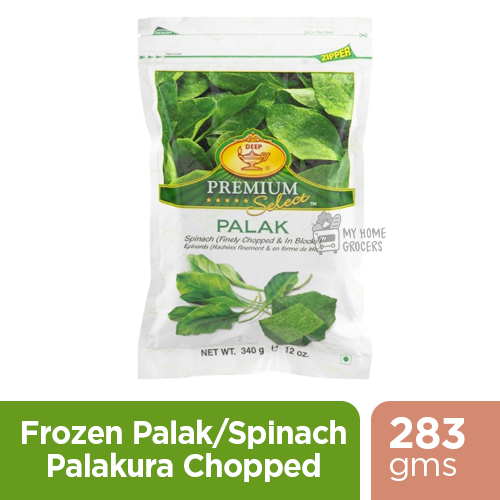 FROZEN PALAK / SPINACH / PALAKURA CHOPPED DEEP - 283 GMS / 10 OZ FROZEN PALAK / SPINACH / PALAKURA CHOPPED DEEP - 283 GMS / 10 OZ