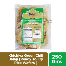 KHICHIYA GREEN CHILI BALAJI [ READY TO FRY RICE WAFERS ] - 250 GMS / 8.77 OZ