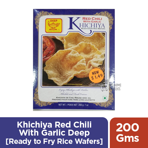 KHICHIYA RED CHILI WITH GARLIC DEEP [ READY TO FRY RICE WAFERS ] - 200 GMS / 7 OZ